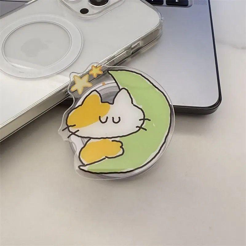 

НОВЫЙ Корея INS Милый Мультяшный Кот Для Magsafe Магнитный Телефонный Грипток Держатель Подставка Для IPhone Samsung Складной Чехол Держатель Кронштейн