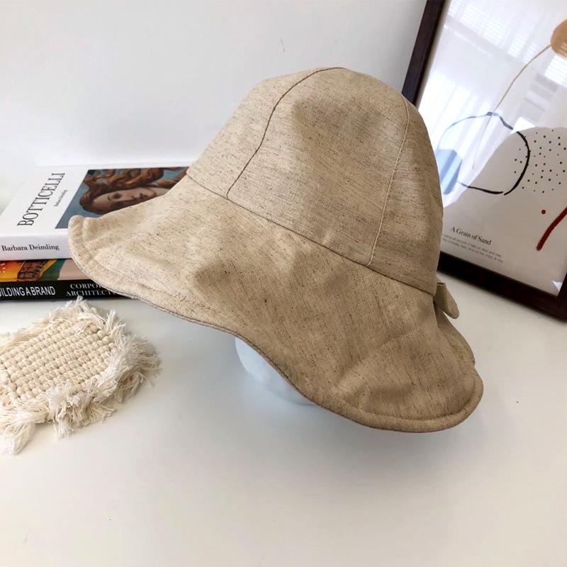 Bucket hat women's summer thin sun hat sun protection big edge cycling ponytail bow versatile trendy hat