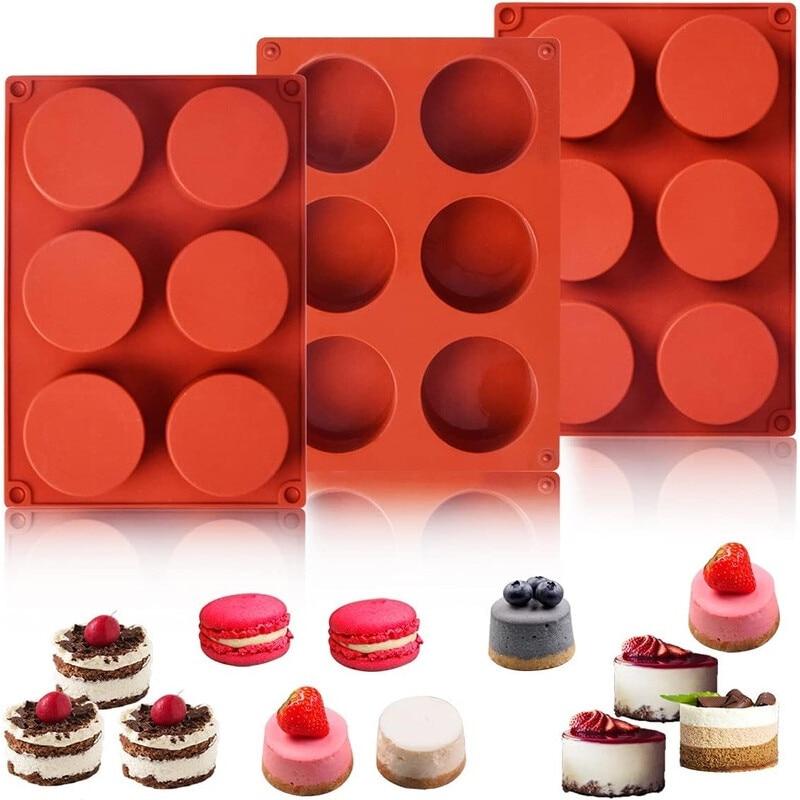 YSBER Silicone Cake Molds Set of 3, 21x15x2.7cm, Extreme Temperature Resistant, Easy Release & Clean, Red, Suitable for Any Occasion