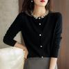 Neuer Herbst Koreanische Version Schwerindustrie Perlenbesetzter Strickcardigan Im Stil und Schlank Einfarbig Langärmeliges Oberteil für Damen