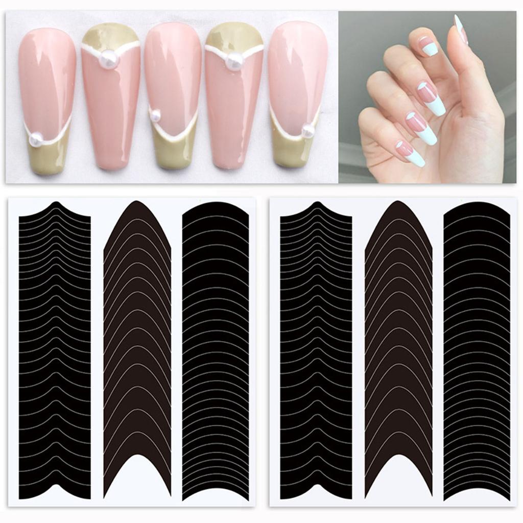 1860Pcs Nails Sticker Stencil Tips Guide French Manicure Nail Art Decals Form Fringe DIY French Tip Nail Stickers Beauty Tools