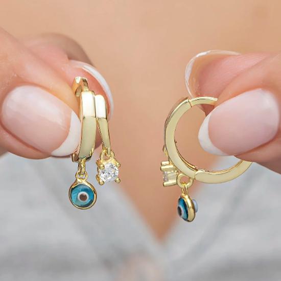 

Золотое серебряное кольцо 10 мм Серьги сглаза золотой