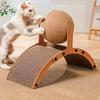 -Purpose Scratcher Featuring a Dangling Ball Toy A Tall Scratch Column Designed for Sharpening