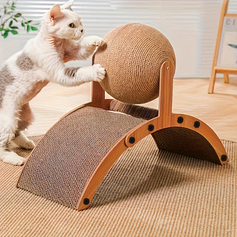 -Purpose Scratcher Featuring a Dangling Ball Toy A Tall Scratch Column Designed for Sharpening
