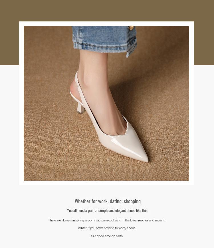 Décolleté Slingback a Punta in Vernice - Stile Coreano, Taglia 35-43, per il Pendolarismo Quotidiano