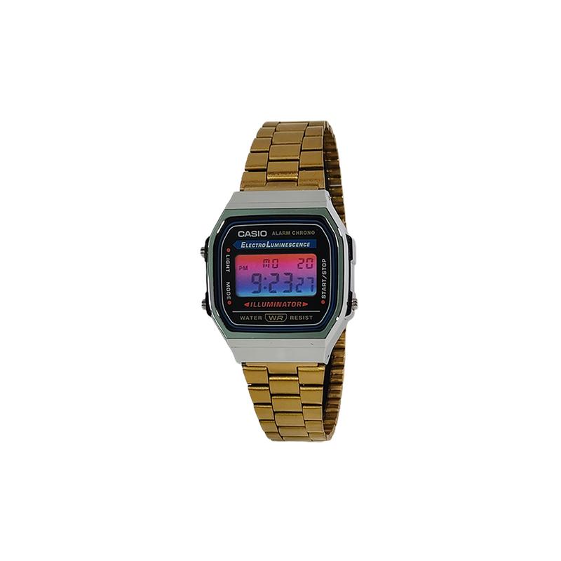 Casio Customized Watch Modified Series, Various Colored Mirrors, Silver Resin Case, Classic Retro Small A158WA-JinSeBiaoDaiHongLanJianBianBiaoJing
