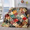 2026 New Arrivals Contemporary Floral Diamond Quilt Pattern Throw Blanket AllSeason Polyester Flannel, Digital Print, Soft Lightweight Cozy Couch Bedd