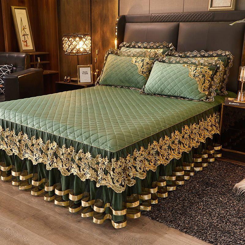 3 szt. Zagęszczona Koronkowa Falbana Jesienno-Zimowa, Kryształowy Aksamit Koronkowa Nakładka na Łóżko, Miękka i Wygodna, Pościel do Sypialni i Pokoju Gościnnego