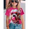 Summer Round Neck 3D Printed Top Fashionable Casual Short Sleeved Children's Girl T-shirts