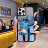 ins style Stitch mirror phone case apple 16pro fun cute makeup mirror iPhone17pm girl
