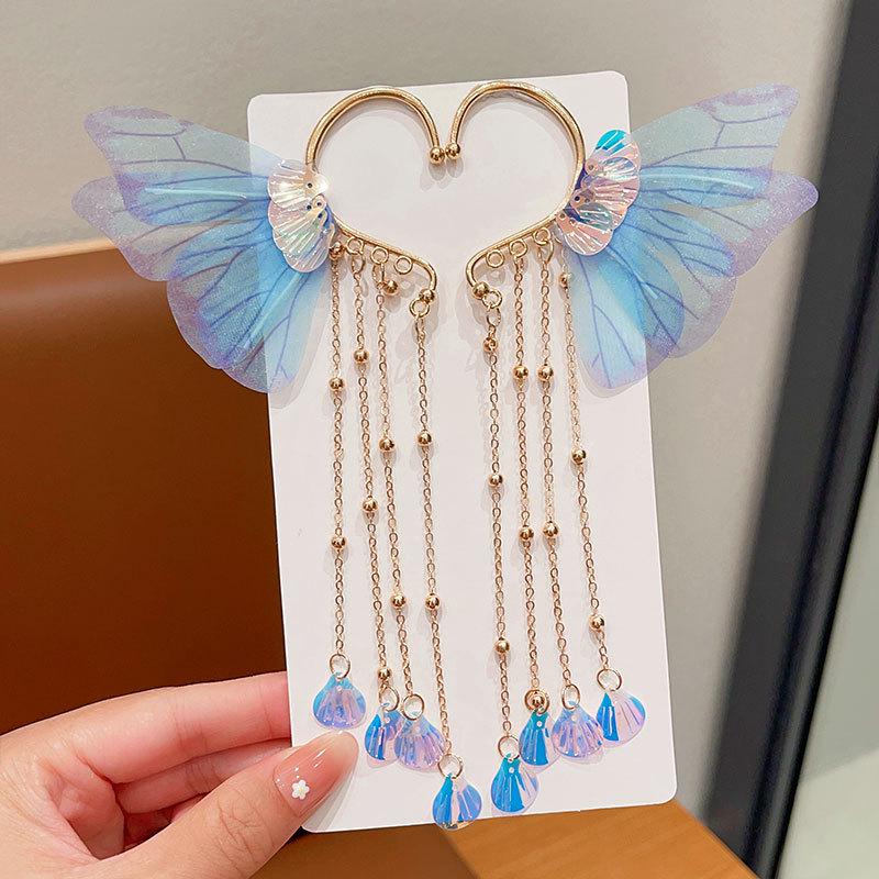 Children's Mermaid Tassel Earrings: Fairy Butterfly Shell Design for Little Princesses