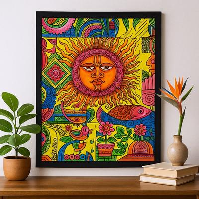 Sun Wall Art, Handbrushed Cotton