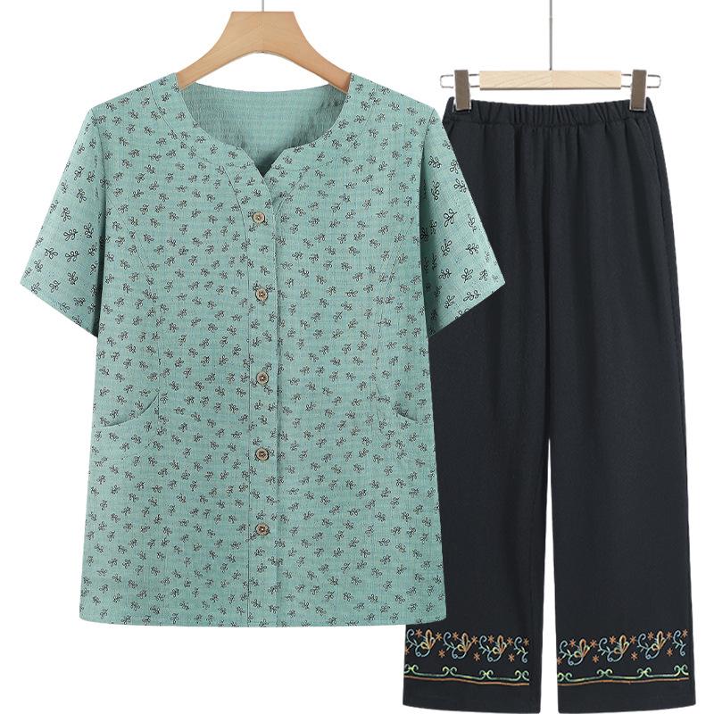 Cardigan de Algodón Puro de Manga Corta Estilo Nuevo 2026 para Mujeres de Mediana Edad y Mayores