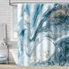 Blue Marble Shower Curtain - Abstract Modern Ink Art, Waterproof Polyester, 72x72In, 12 Hooks