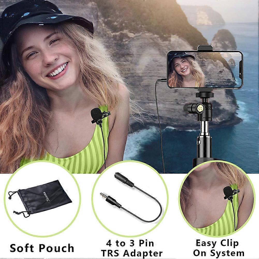 3.5mm 10FT Lavalier Lapel Microphone for DSLR Camera, Camcorders, Audio Recorders PC,Tablet, Smartphone