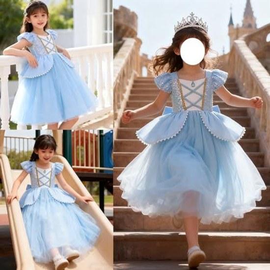 AOTYP Princess Dress Children Luxury Set Ariel Cosplay Mermaid Costume One-Piece Girls Style Kids Photo Shoot Transformation Stage Shichi-Go-San Event