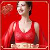 LANGSHA Women's Red Underwear for Zodiac Year, Qi Ji Red Wedding Wireless Bra, Push-Up Shaping, Anti-Sagging, Seamless Bra