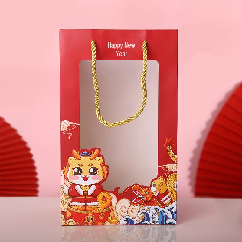 

Плюшевый талисман 2025 года, мультяшная кукла с красной подарочной коробкой и сувенирной сумкой