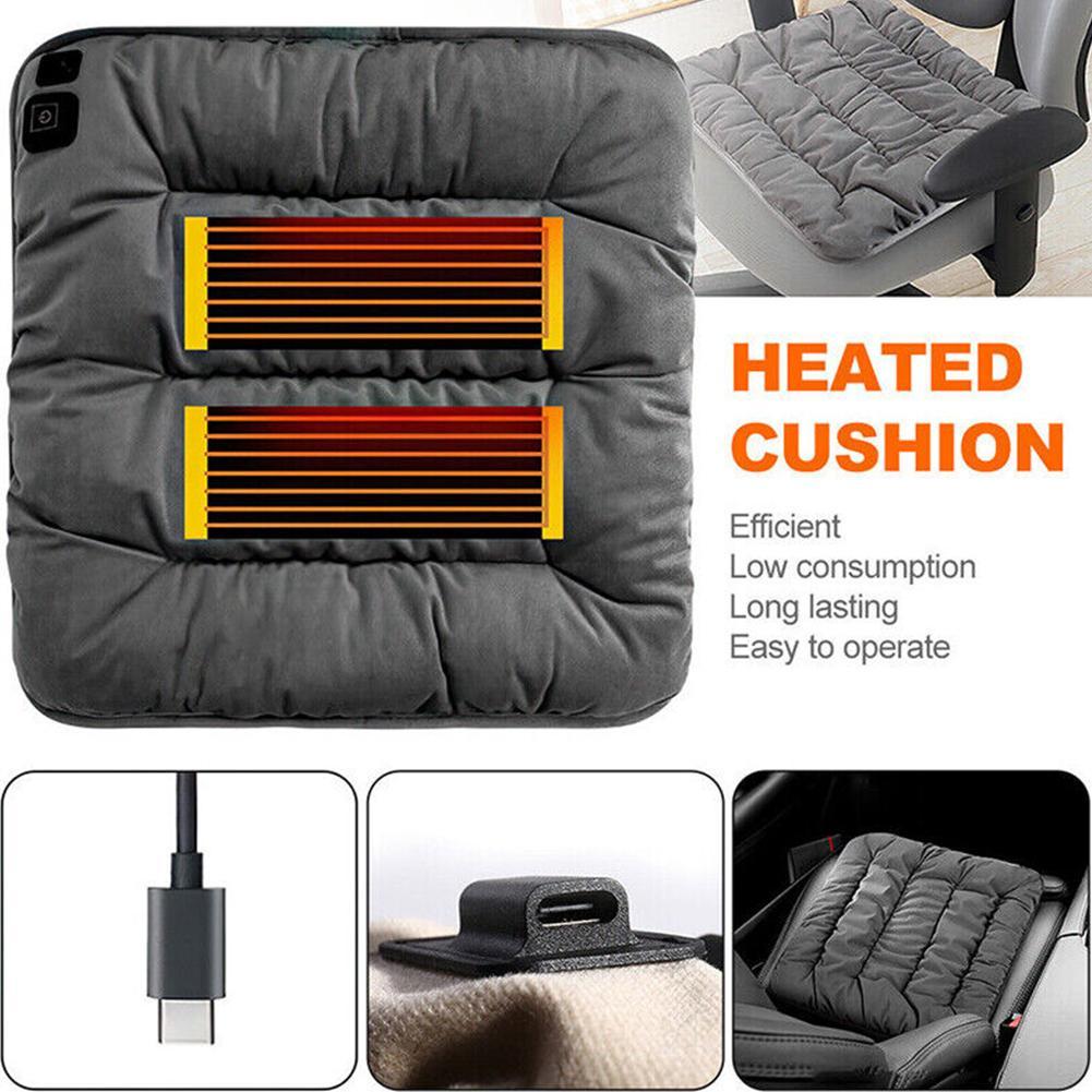 Universal Car Heated Seat Cushion USB Powered Temperature Adjustable Auto-Off Electric Heating Pad Seat Warmer Fast Heating Pad