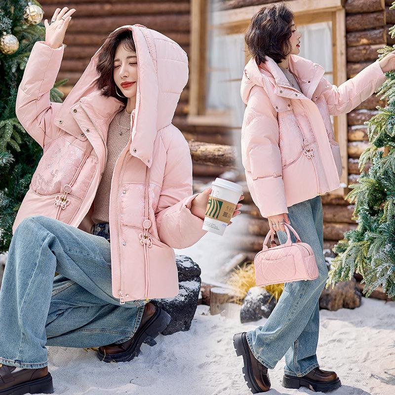 Women's Winter Hooded Windproof Down Jacket - Thickened, Short, Plus Size, 90% White Duck Down