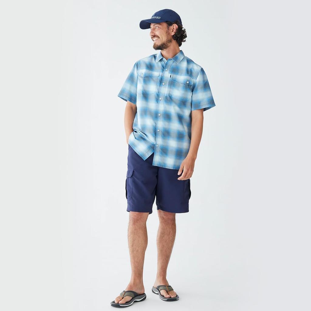 LL Bean Sunsmart Cool Weave Šortky Japonsko Adobe 1000221330 Pánská košile, Rukáv, Střih, S, Červená/Námořnická noc, Červená,