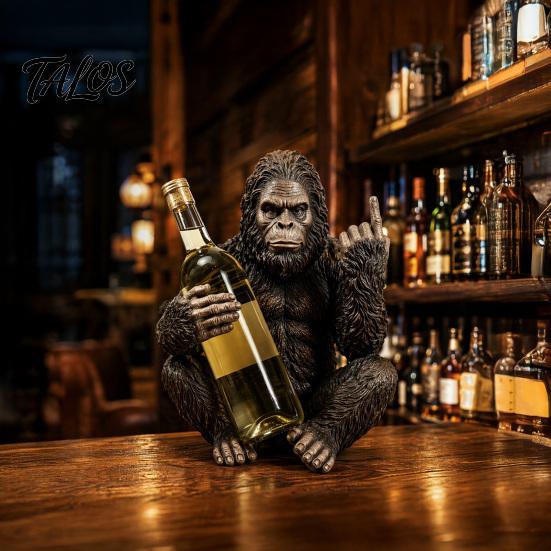 Talos Gorilla Weinflaschenhalter, Stabiler Einzelhalter, Langlebiger Harz-Affe für Küchentheke Bar