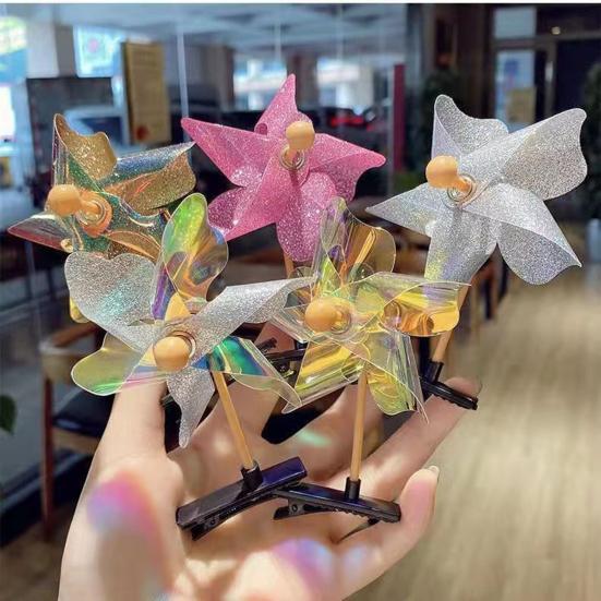40 Stück Windmühlen-Haarspangen – Bunt, Glitzernd, Ca. 9,5x7,3 Cm, Für Mädchen, Partys & Alltag