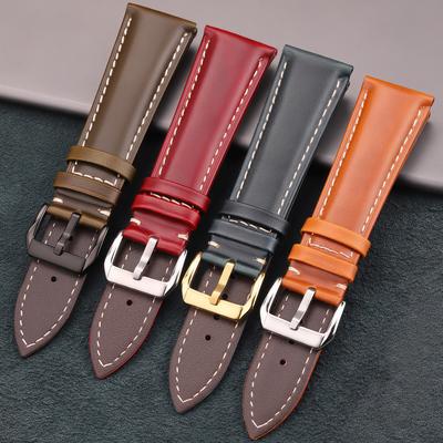 Retro Oil Wax Leather Watch Band 18mm 20mm 22mm 24mm Premium Soft Replacement Strap Vintage Men Women Accessories