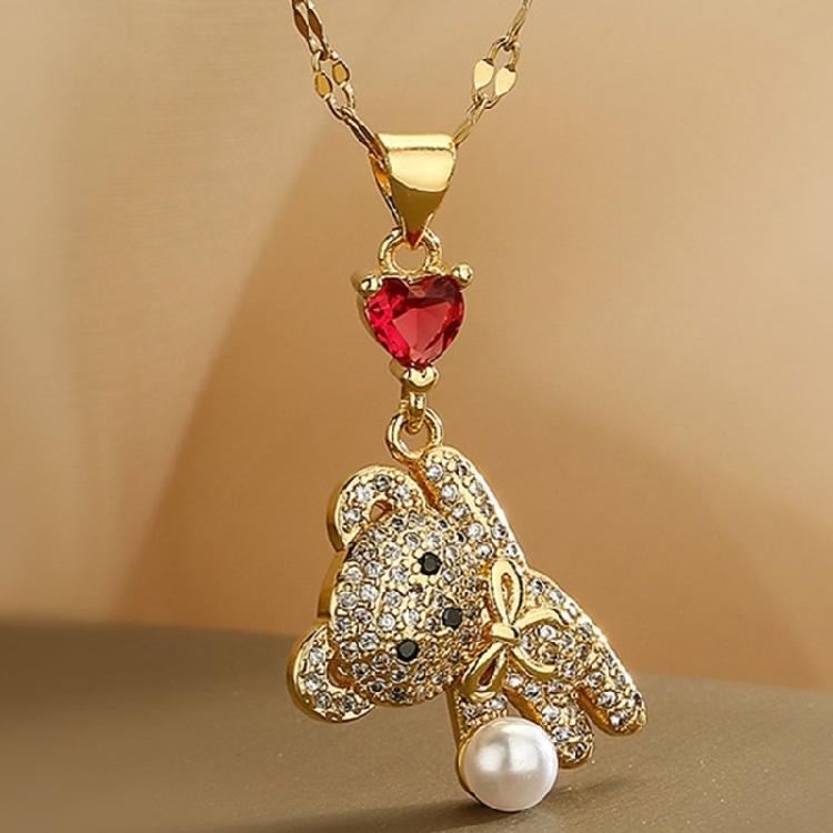 Simple Necklace Fashionable Bear Pendant Necklace Bear Neck Jewelry Perfect for Youthful Couple or Close Friend Present