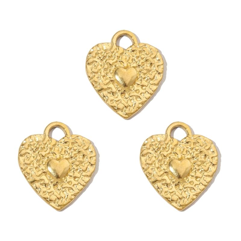 3pcs Sturdy Stainless Steel Heart Charm Necklace Set Decoration for Craft Enthusiasts and Fashion Designers Wear