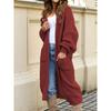 Large-sized Knitted Sweater, Autumn and Winter New Style Loose Pocket Solid Color Long Cardigan for Women