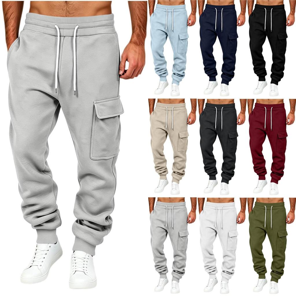 Men's Casual Color Jogger Sweatpants with Elastic Waist and Pockets