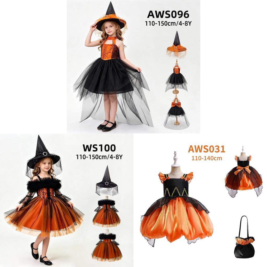 Halloween Princess Dress For Girls With Tulle And Bow For Kids Cosplay Party