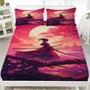 1PC Japanese Style Polyester Sheet Soft Digital Print Fitted Sheet Without Pillowcase Halloween Decor Gift For Kids Bed Linen