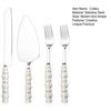 Edelstahl-Besteckset mit Griff, Kuchenmesser, Gabel und Spatel, rostbeständiges Besteck für Nachmittagstee, Hochzeiten und Partys