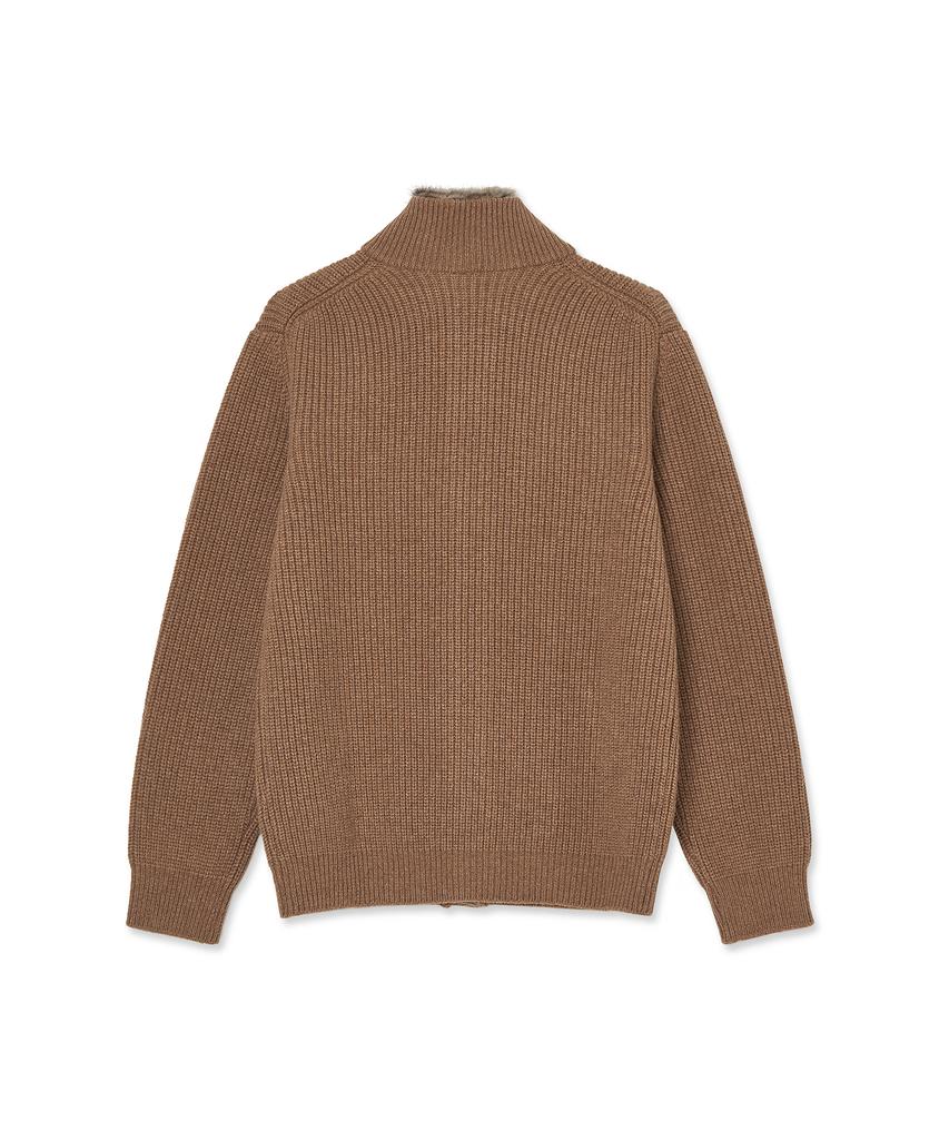 IOLO Merino Wool Knit Fur Jacket_Camel