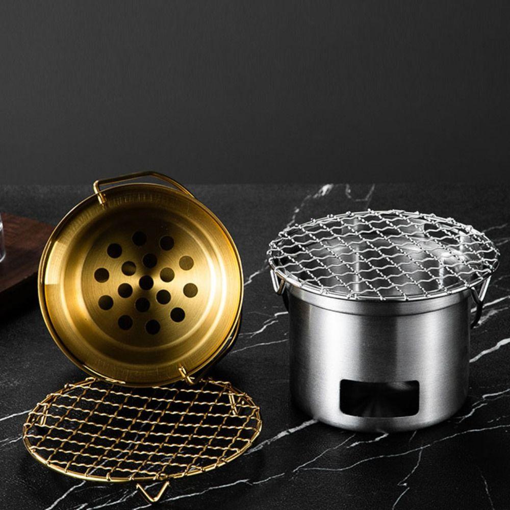 Gold/Silver Stainless Steel Camping Stove Rust-proof Grilling Stove Barbecue Stove  Picnic