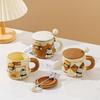 Creative Magnetic Bear Ceramic Mug with Lid and Spoon
