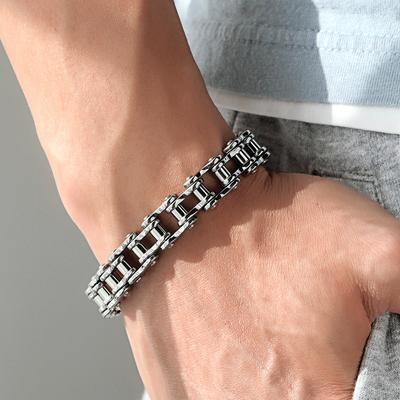 Stainless Steel Biker Chain Bracelet Mens Bracelet Link Chain Motorcycle Bicycle Style Bracelets Fashion Punk Bangles Jewelry