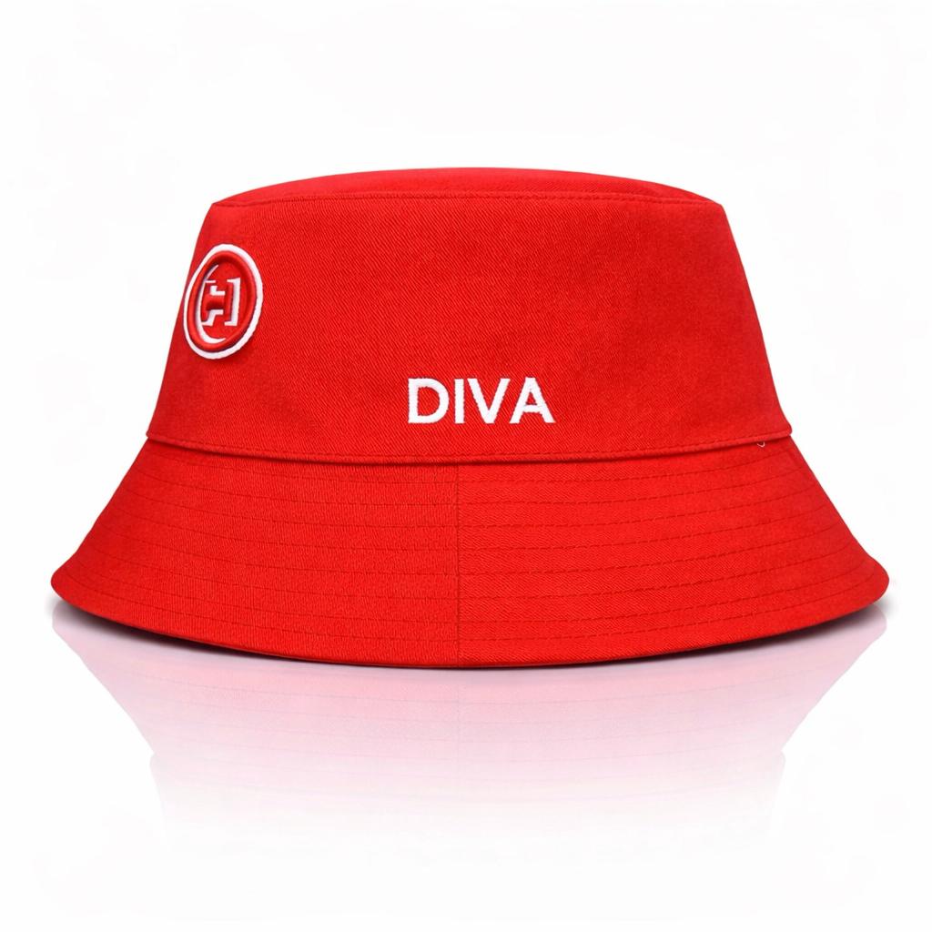 Ready to Ship Breathable Delta Sigma Theta Design Red and White Tone Embroidered Greek DST Logo 1913 Diva Soror Lady Bucket Hat