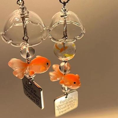 Colored Bead Phone Pendant Cute Kawaii Keychain Backpack Pendant Style Goldfish Pendant