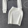 Autumn And Winter Fashion Short Long-Sleeved Knitted Sweater + Hip Short Skirt Two-Piece Set