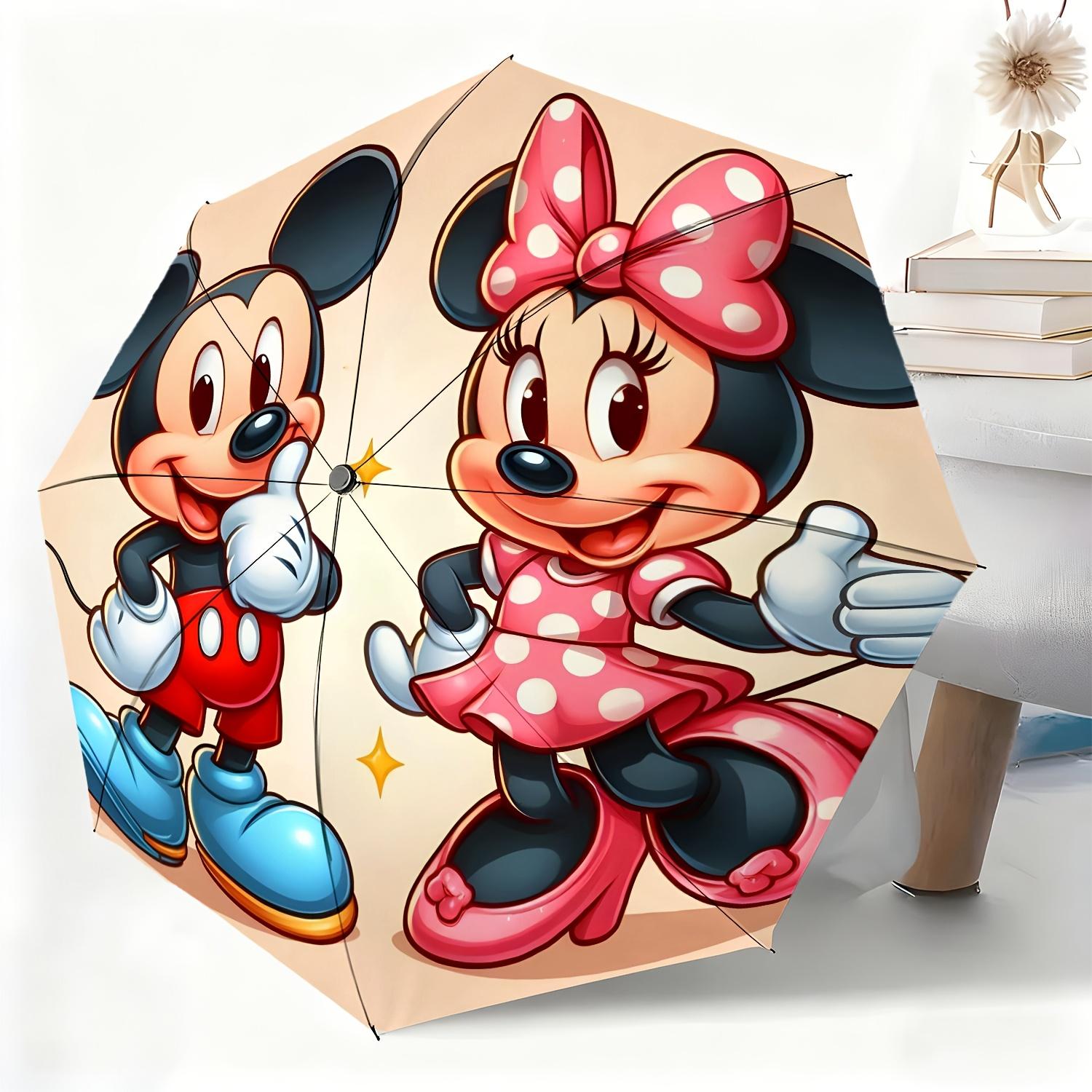 

1pc Umbrella Featuring Mickey And Minnie Cartoon Characters, a Fully Automatic Umbrella Suitable for All Occasions, a Portable (as the picture,Iron&8K)