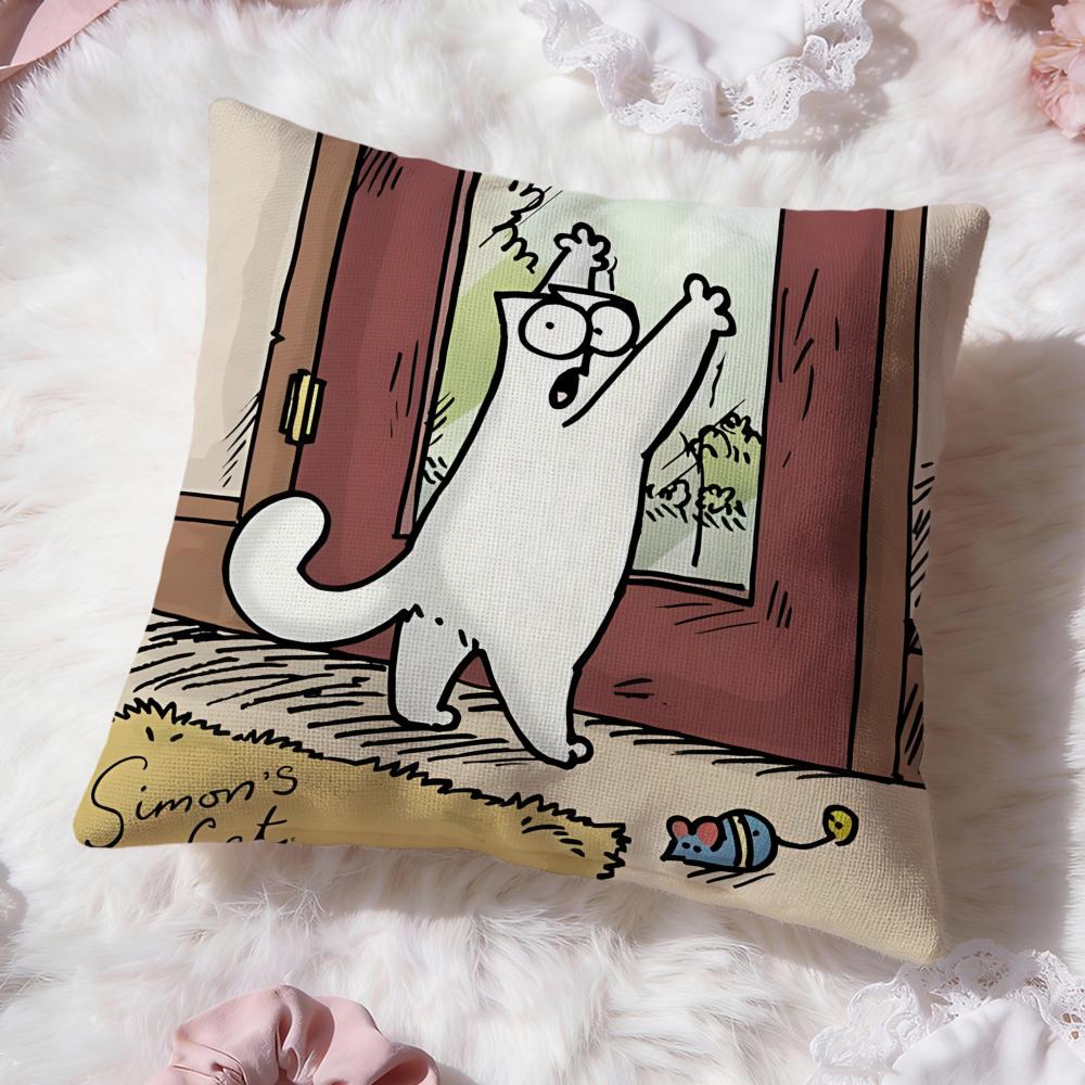 Süße Anime S-Simons Katze Kissenbezug Premium Komfort Wendbare Kissenhülle -Zwei in Einem Design für Jeden Raum & Autoinnenraum
