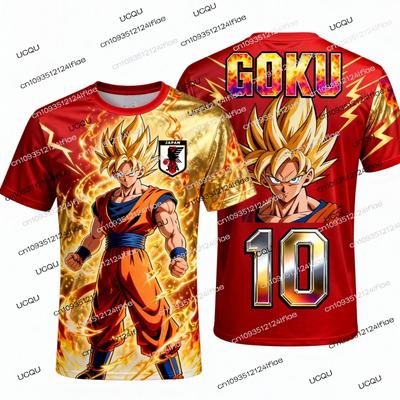 2026 Summer New Adult Men's Dragon Ball Goku 3D Printed Football Jersey T-Shirt Kids Anime T-Shirt Special Football Jersey NO.10