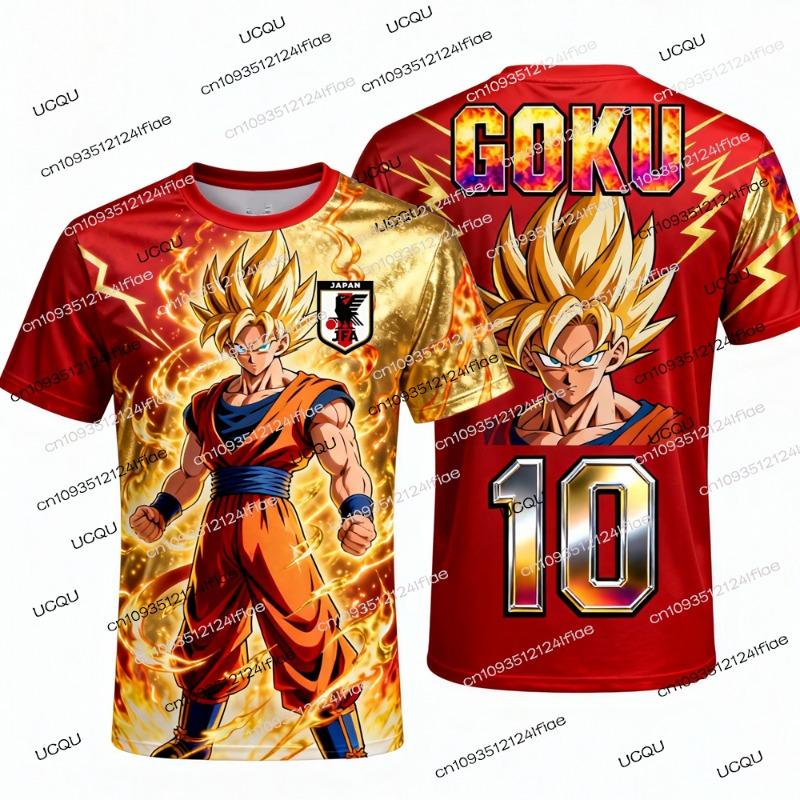 2026 Summer New Adult Men s Dragon Ball Goku 3D Printed Football Jersey T-Shirt Kids Anime T-Shirt Special Football Jersey NO.10 XXS