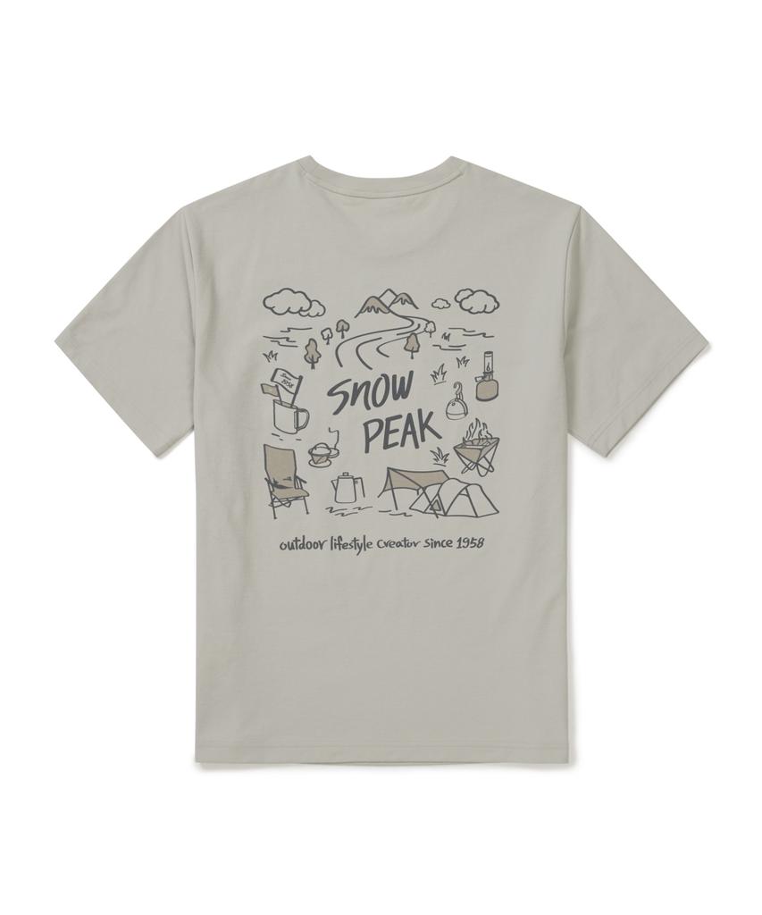 SNOWPEAK APPAREL Regen Quick-Dry Camping Graphic Short Sleeve T-Shirt (S26Mutts54) Light Beige