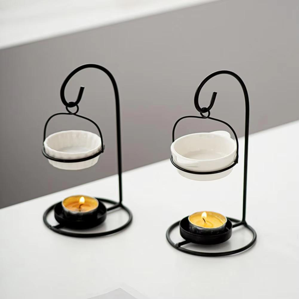 Home Decor Burner Ceramic Essential Oil Burner with Tea Light Candle Holder for Aromatherapy Diffuser Bedroom Office Home