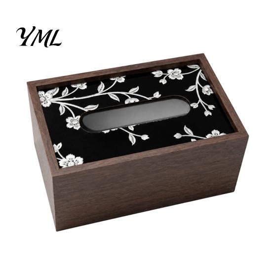 Decorative Wood Box Wooden Tissue Cover, Rectangular Paper Towel Dispenser, Napkin Storage Convenient Holder Organizer for Office Desk Home