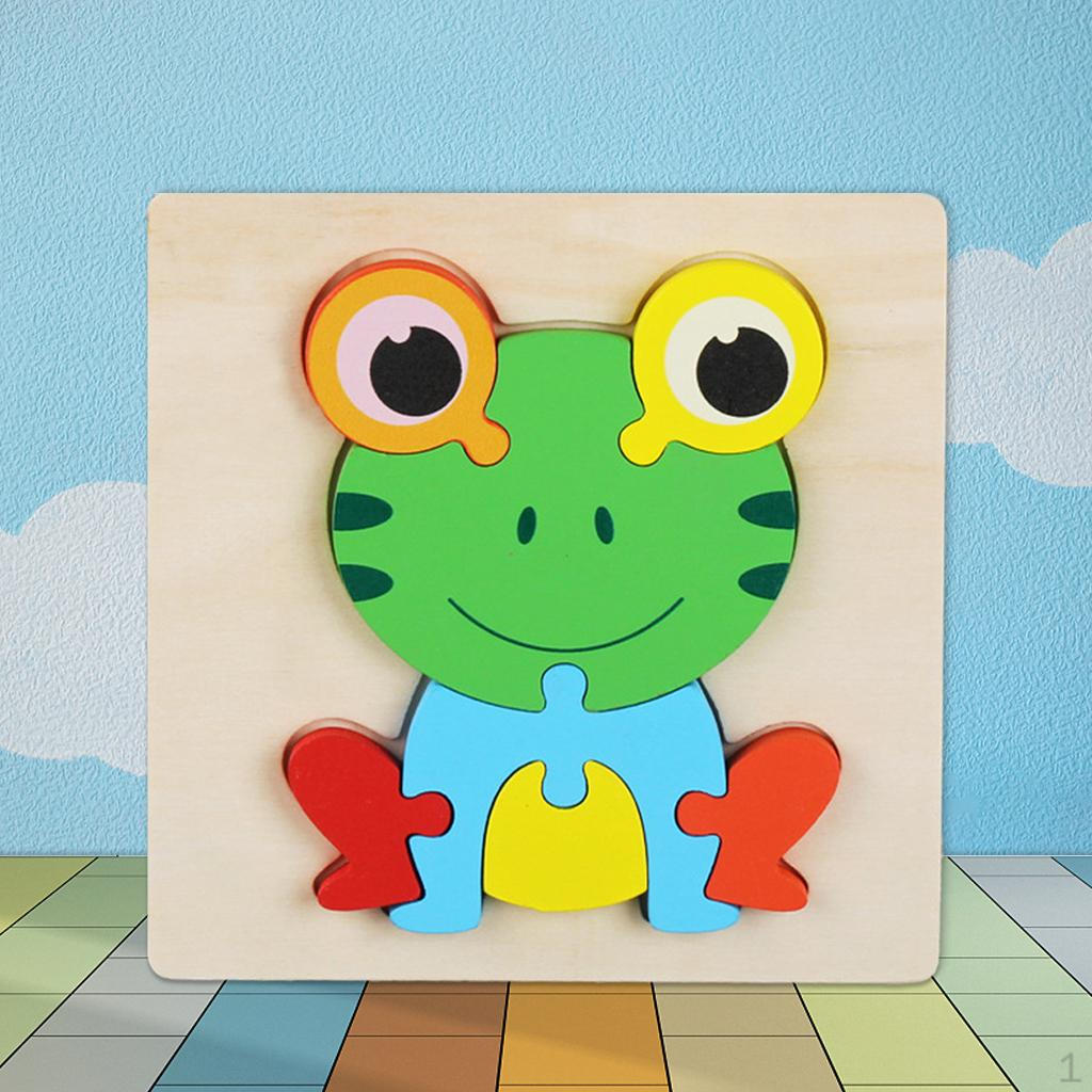 

3D Wooden Animal Puzzle Jigsaw Building Blocks Sorting Game Pre-school Learning Educational frog
